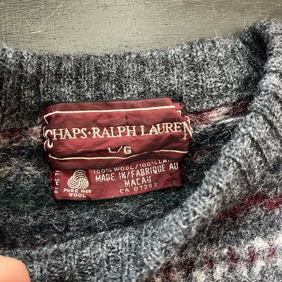 Chaps Ralph Lauren Vintage  Crewneck Wool Sweater Size Large - Picture 2 of 12